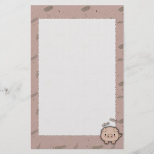 かわいいピンクのブタのOinkピンクの背景 便箋 (正面)