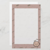 かわいいピンクのブタのOinkピンクの背景 便箋 (正面/裏面)