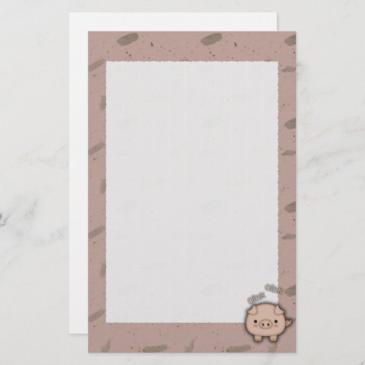 かわいいピンクのブタのOinkピンクの背景 便箋 (正面/裏面)