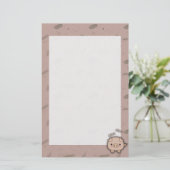 かわいいピンクのブタのOinkピンクの背景 便箋 (スタンド正面)