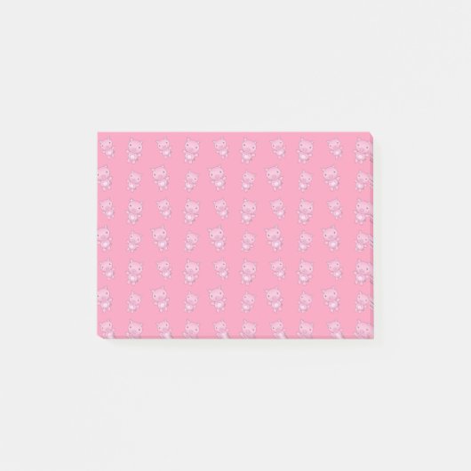 かわいいピンクのブタパターン ポストイット (正面)