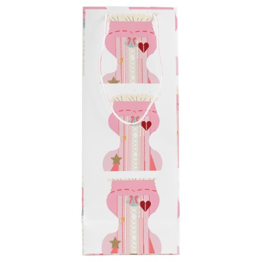 かわいいピンクのブッシェア下着ワイン抱き枕 ワインギフトバッグ (裏面)