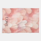 かわいいピンクのブッシュハート 愛 キッチンタオル (横)