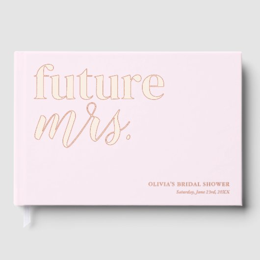 かわいいピンクのブライダルシャワー ローズゴールドホイル ゲストブック (正面)