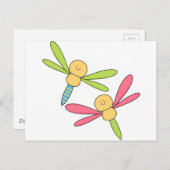 かわいいピンクのブライダル・シャワーのトンボ2のトンボ ポストカード (正面/裏面)