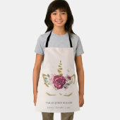 かわいいピンクのブルゴーニュフェイク金ゴールドフローラUnicorn Kids エプロン (インサイチュ)