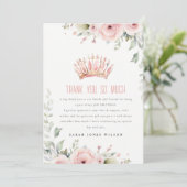 かわいいピンクのプリンセスクラウンティアラ 花の誕生日 サンキューカード (スタンド正面)