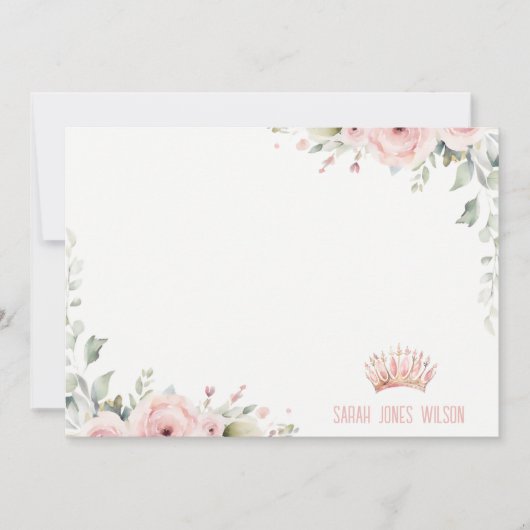 かわいいピンクのプリンセスクラウンティアラ 花の誕生日 ノートカード (正面)