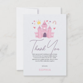 かわいいピンクのプリンセス誕生日 サンキューカード