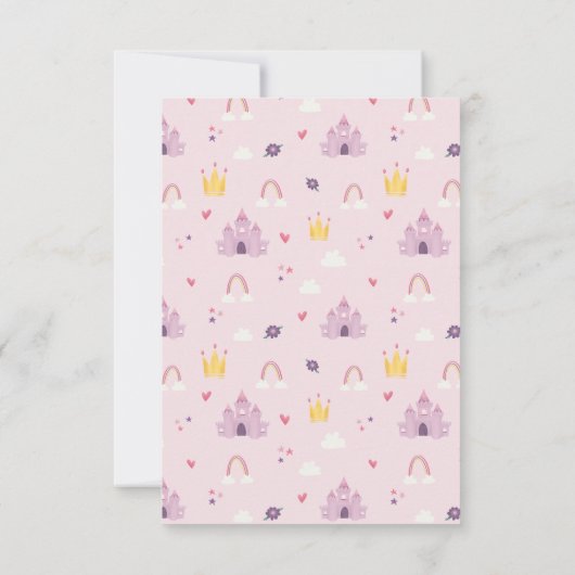 かわいいピンクのプリンセス誕生日 サンキューカード (裏面)