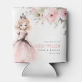 かわいいピンクのプリンセス ローズ フラワーバースデー 缶クーラー (裏面)