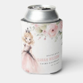 かわいいピンクのプリンセス ローズ フラワーバースデー 缶クーラー (缶裏面)