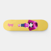 かわいいピンクのヘアガール名前をカスタムする スケートボード (横)