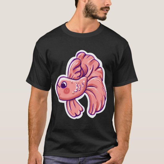 かわいいピンクのベタ Tシャツ (正面)