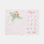 かわいいピンクのベビーの怠惰のベビーのマイル標石 フリースブランケット (正面(横))