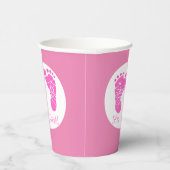 かわいいピンクのベビーの足跡その女の子の赤ちゃんシャワー 紙コップ (右)