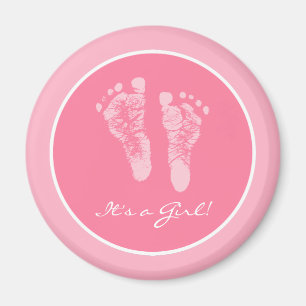 かわいいピンクのベビーの足跡女の子のベビーシャワー マグネット