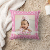 かわいいピンクのベビーガールの誕生統計写真保存 クッション (ブランケット)