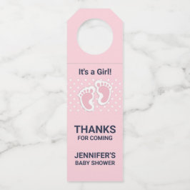 かわいいピンクのベビーガールの足跡それが女の子だ ボトルネックタグ