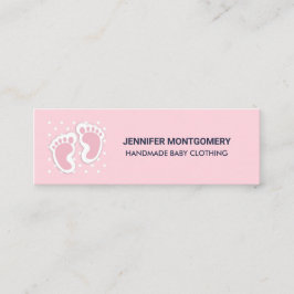 かわいいピンクのベビーガールの足跡 スキニー名刺