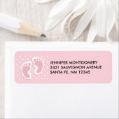 かわいいピンクのベビーガールの足跡 ラベル (インサイチュ)