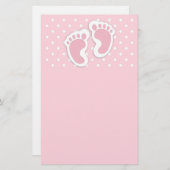 かわいいピンクのベビーガールの足跡 便箋 (正面/裏面)