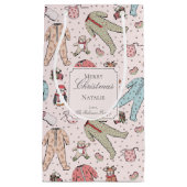 かわいいピンクのベビーガールクリスマスカスタム スモールペーパーバッグ (正面)