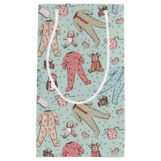 かわいいピンクのベビーガールクリスマス スモールペーパーバッグ (正面)