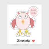 かわいいピンクのベビーガールフクロウ形 シール (シート)