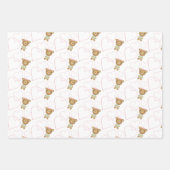 かわいいピンクのベビーガールベア ラッピングペーパーシート (正面3)