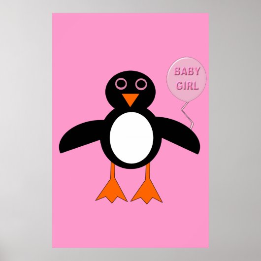 かわいいピンクのベビーガールペンギンのポスター ポスター (正面)