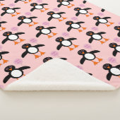 かわいいピンクのベビーガールペンギンシェルパブランケット シェルパブランケット (3/4)