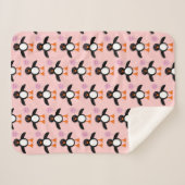 かわいいピンクのベビーガールペンギンシェルパブランケット シェルパブランケット (正面(横))