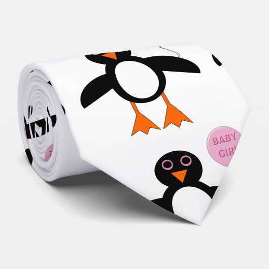 かわいいピンクのベビーガールペンギン ネクタイ (ロール)