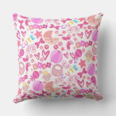 かわいいピンクのベビーガール子供部屋パターパーソナライズされたン クッション (裏面)