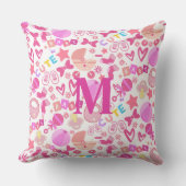 かわいいピンクのベビーガール子供部屋パターパーソナライズされたン クッション (正面)