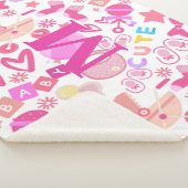 かわいいピンクのベビーガール子供部屋パターパーソナライズされたン シェルパブランケット (3/4)