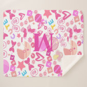 かわいいピンクのベビーガール子供部屋パターパーソナライズされたン シェルパブランケット (正面(横))