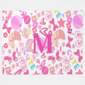 かわいいピンクのベビーガール子供部屋パターパーソナライズされたン フリースブランケット (正面(横))