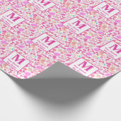 かわいいピンクのベビーガール子供部屋パターパーソナライズされたン ラッピングペーパー (角)