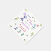 かわいいピンクのベビーガール恐竜1st誕生日パーティー スタンダードカクテルナプキン (角)