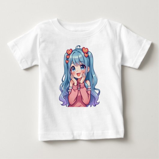 かわいいピンクのベビーガールTシャツ ベビーTシャツ (正面)