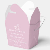 かわいいピンクのベビーシャワー ロッキングホースの幸運のお守り フェイバーボックス (見開き)