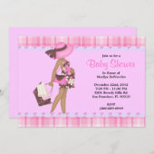 かわいいピンクのベビーシャワー 招待状 (正面/裏面)