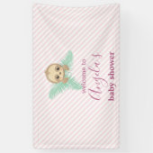 かわいいピンクのベビースロース女の子の赤ちゃんシャワー 横断幕 (縦)