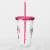 かわいいピンクのベビーゾウと水玉模様耳 アクリルタンブラー (右)