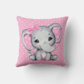 かわいいピンクのベビーゾウと水玉模様耳 クッション (裏面)