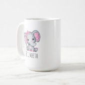 かわいいピンクのベビーゾウと水玉模様耳 コーヒーマグカップ (正面左)