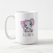 かわいいピンクのベビーゾウと水玉模様耳 コーヒーマグカップ (左)