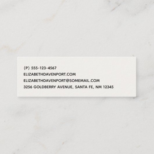 かわいいピンクのベビーゾウと水玉模様耳 スキニー名刺 (裏面)